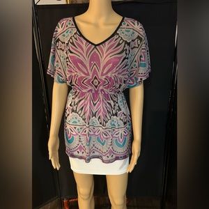 Alfani sheer blouse with silver bead embellishments. Sz XS